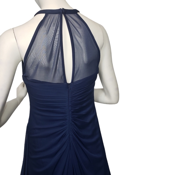 David's Bridal Illusion Sleeveless Long Gown Dress 4 - Picture 9 of 13